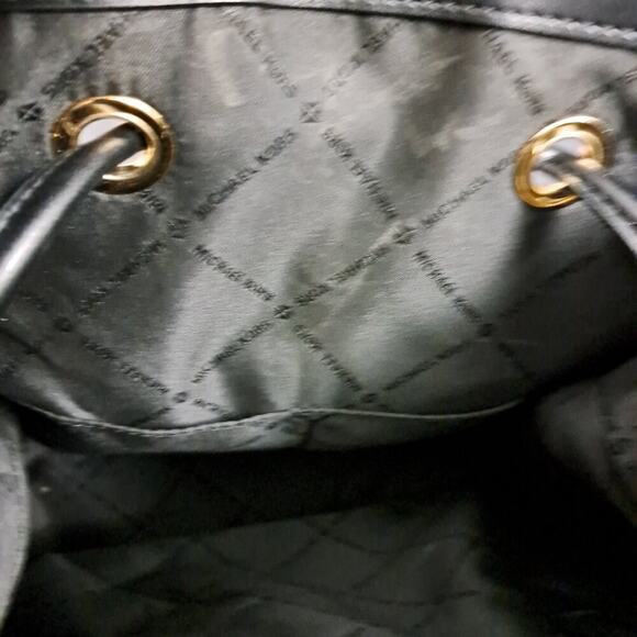 Michael Kors Large Abbey Cargo Nylon Drawstring Backpack Black - Picture 6 of 11